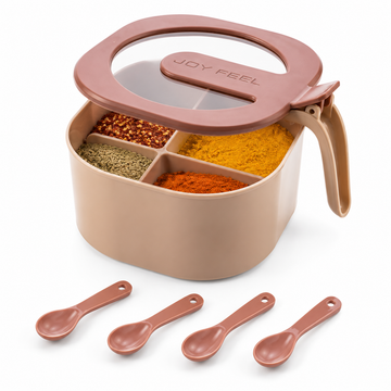 4 Portion Masala Box with 4 Plastic Spoons