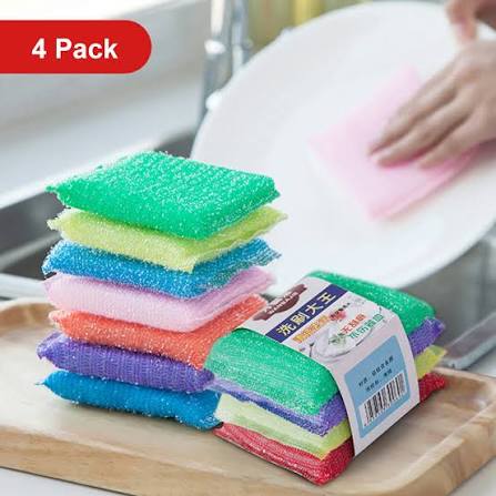 Cloth Cleaning King Double-Sided Sponge Scrubbing Dishcloth Scouring Pad Dishwashing Brush Pot Cleaning Dish Towel Rag Pack of 4
