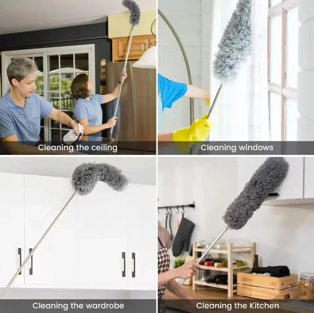 Flexible Microfibre Long Rod Grey Duster